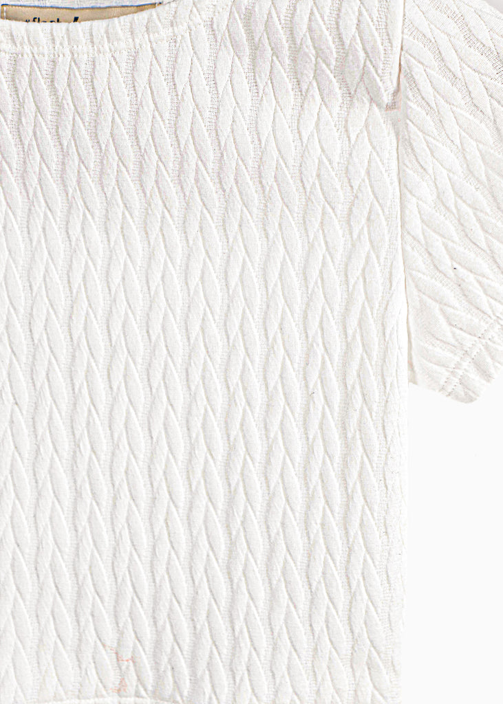 Blusa crop manga corta y tejida color beige para mujer - Flashy