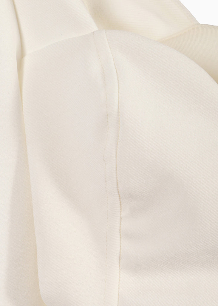 Blusa crop manga larga con escote cuadrado color blanco, marfil para mujer - Flashy