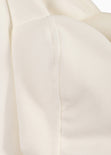 Blusa crop manga larga con escote cuadrado color blanco, marfil para mujer - Flashy