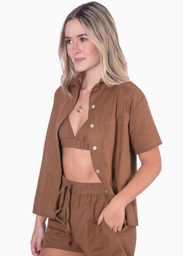 Blusa de botones manga corta - MARIETA