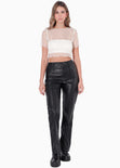Blusa de malla con top bandeau interno color blanco, marfil para mujer - Flashy