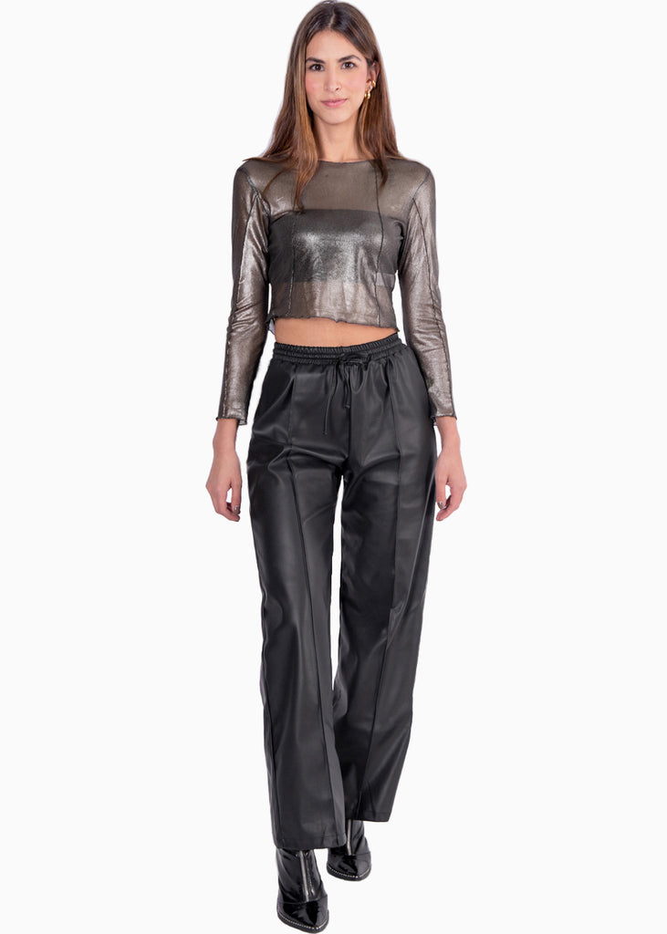 Blusa de malla manga larga con top bandeau interno - TUSA