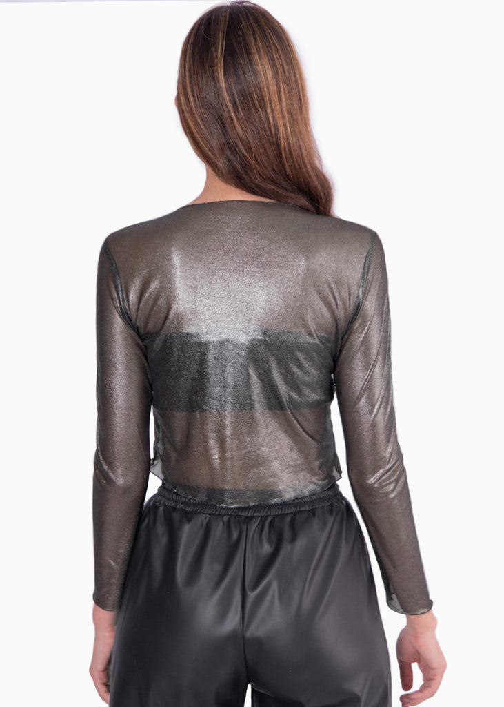Blusa de malla manga larga con top bandeau interno - TUSA