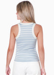 Blusa de rayas sin mangas con cuello halter color azul para mujer - Flashy