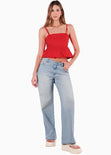 Blusa de tiras con corte peplum tipo globo para mujer - Flashy