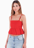 Blusa de tiras con corte peplum tipo globo para mujer - Flashy