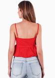 Blusa de tiras con corte peplum tipo globo para mujer - Flashy
