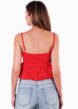 Blusa de tiras con corte peplum tipo globo para mujer - Flashy