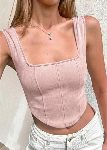 Blusa de tiras con escote cuadrado - TAMARINDO.ROSA