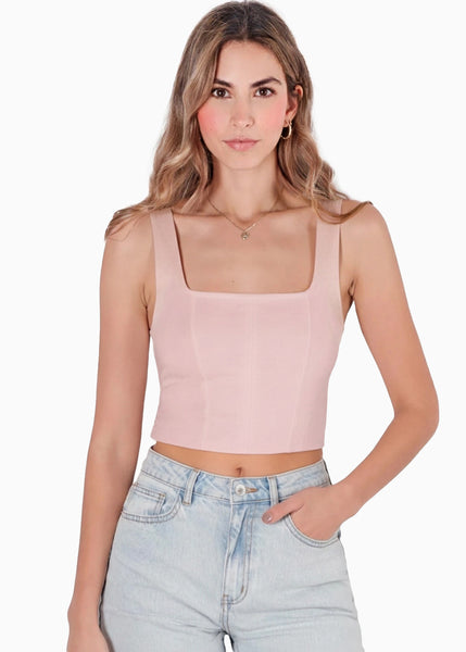Blusa de tiras con escote cuadrado - TAMARINDO.ROSA