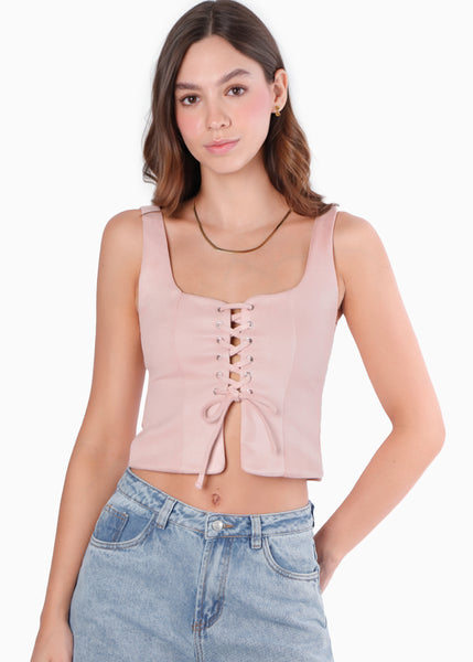 Blusa de tiras con ojaletes y tipo gamuza - KARENINA.ROSA