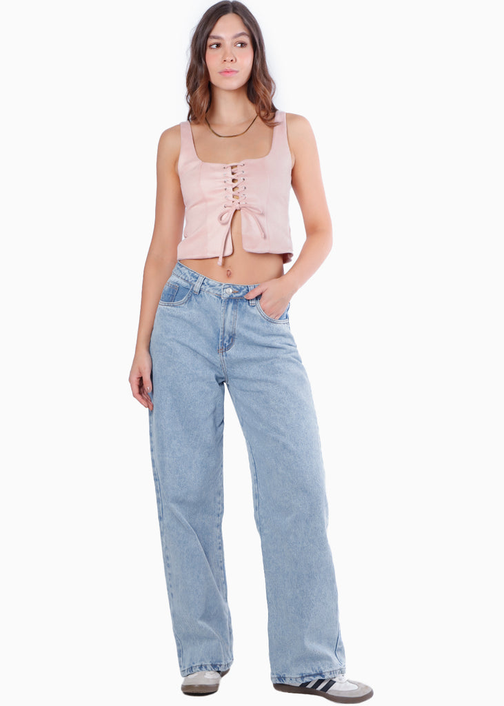 Blusa de tiras con ojaletes y tipo gamuza - KARENINA.ROSA