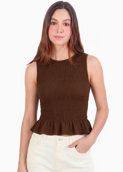 Blusa de tiras en nido de abeja - BANANO.CAFE
