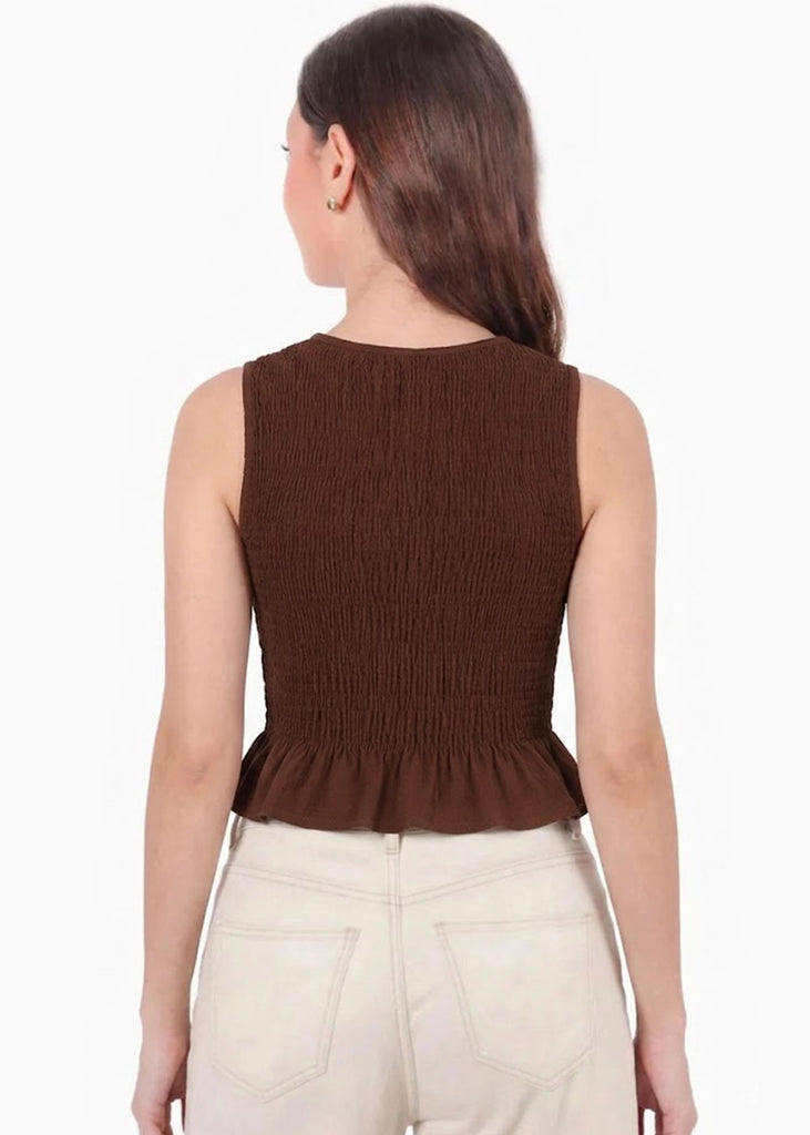 Blusa de tiras en nido de abeja - BANANO.CAFE