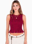 Blusa de tiras en nido de abeja - BANANO.ROJO