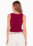 Blusa de tiras en nido de abeja - BANANO.ROJO