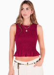 Blusa de tiras en nido de abeja - BANANO.ROJO