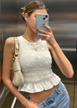 Blusa de tiras en nido de abeja - BANANO.MARFIL
