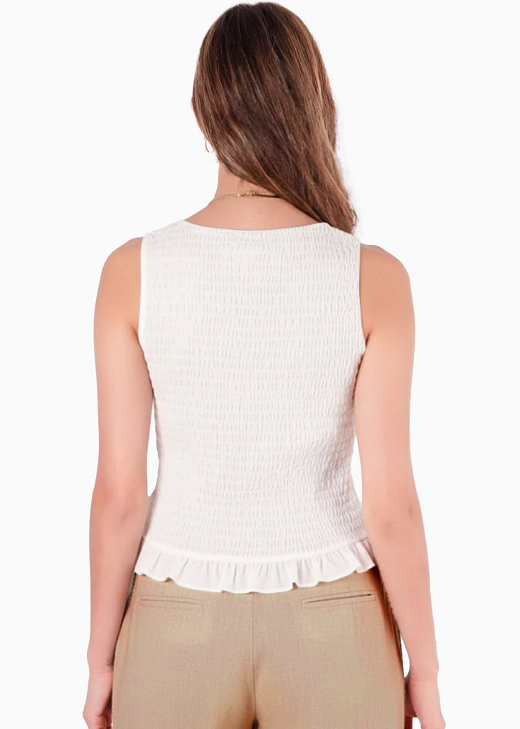 Blusa de tiras en nido de abeja - BANANO