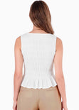 Blusa de tiras en nido de abeja - BANANO.MARFIL