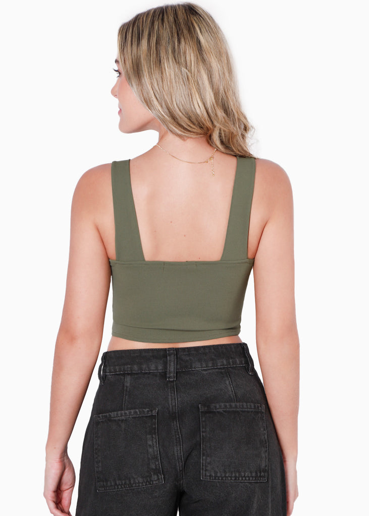 Blusa de tiras tipo corset color verde para mujer - Flashy