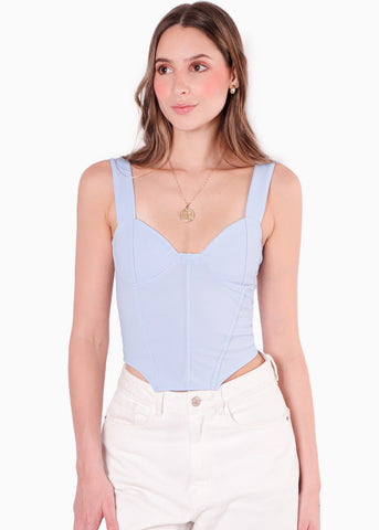 Blusa de tiras tipo corset color azul para mujer - Flashy