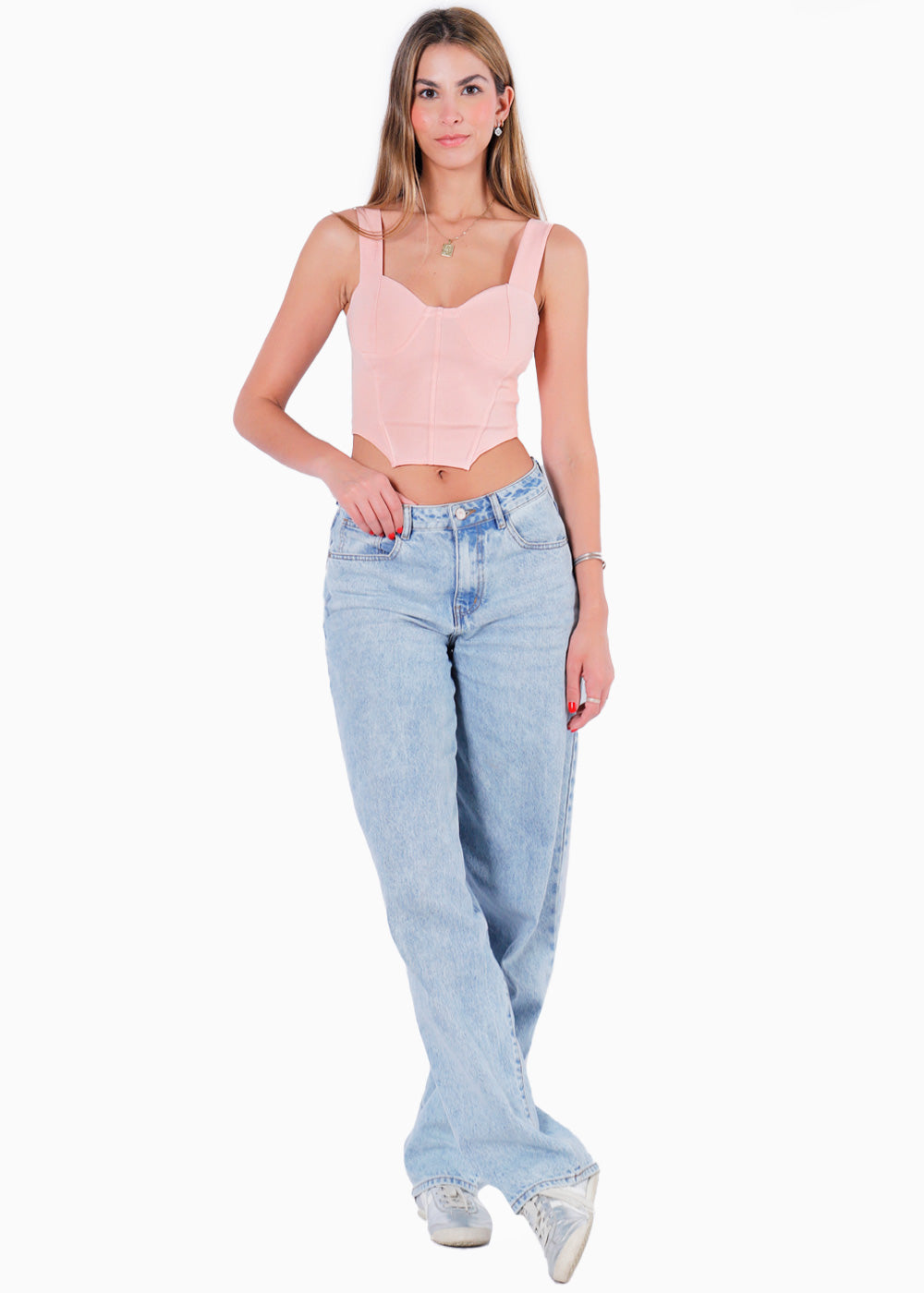 Blusa de Tiras Tipo Corset Rosada en Flashy