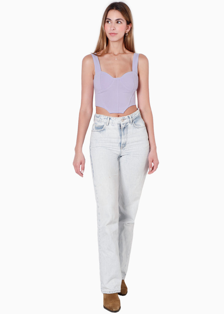 Blusa de tiras tipo corset color lila para mujer - Flashy