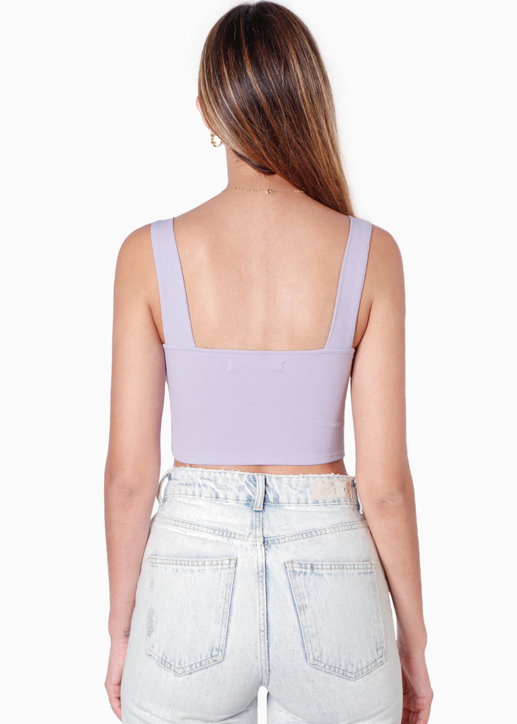 Blusa de tiras tipo corset color lila para mujer - Flashy
