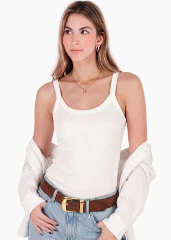 Blusa de tiras tipo esqueleto color blanco, marfil para mujer - Flashy