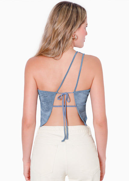 Blusa de un solo hombro con ruedo asimétrico  para mujer - Flashy