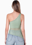 Blusa de un solo hombro y de malla para mujer - Flashy