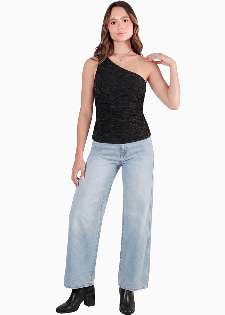 Blusa drapeada con tira un hombro - CACAO