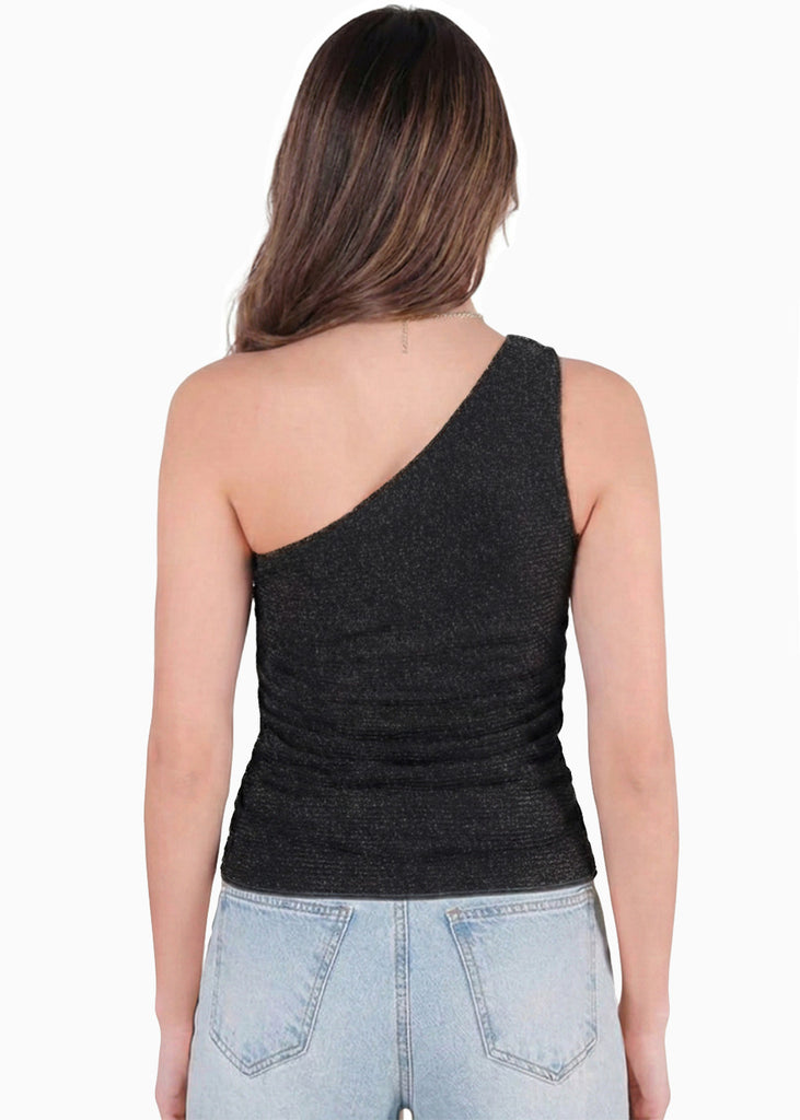 Blusa drapeada con tira un hombro - CACAO