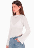 Blusa en encaje con manga campana y ruedo asimetrico - GALAPAGOS