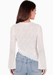 Blusa en encaje con manga campana y ruedo asimetrico - GALAPAGOS