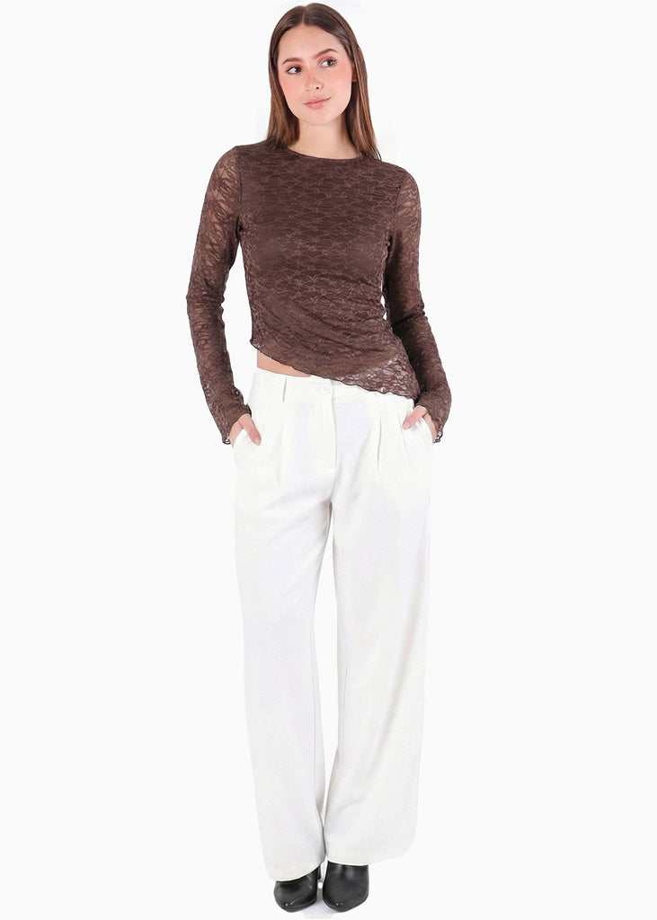 Blusa en encaje con manga campana y ruedo asimetrico - SEGOVIA.CAFE