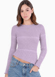 Blusa en encaje con manga campana y ruedo asimétrico - SEGOVIA.LILA