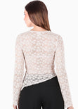 Blusa en encaje con manga campana y ruedo asimetrico - SEGOVIA.VAINILLA