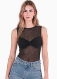 Blusa en mesh con top drapeado en polilicra- GLOW