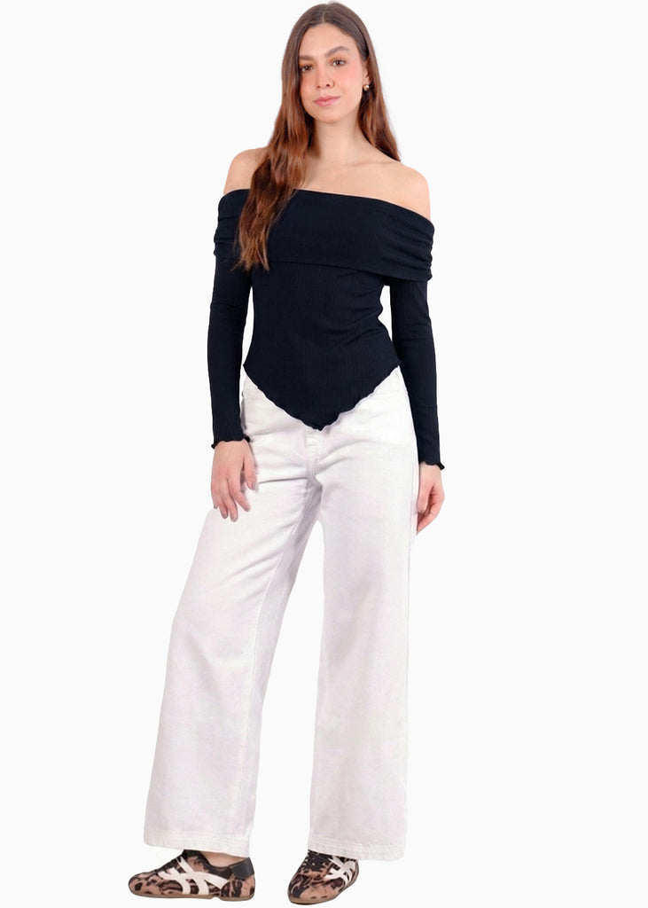 Blusa escote campesino con recogido en fajon - ANTURIO.AZUL