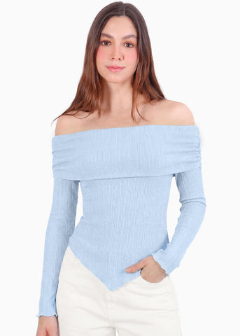 Blusa escote campesino con recogido en fajon - ANTURIO.SKY