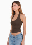 Blusa halter de color café - SASUE