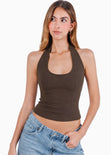 Blusa halter de color café - SASUE