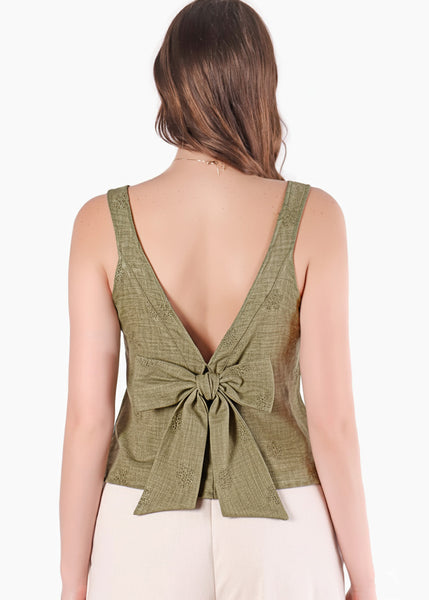 Blusa halter tejida flores con anudado en espalda - GALICIA