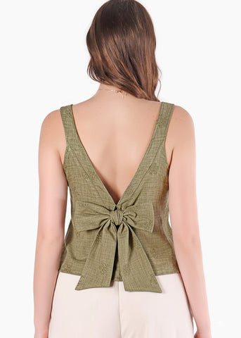 Blusa halter tejida flores con anudado en espalda - GALICIA