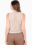Blusa larga con botones y tela tipo crochet color verde para mujer - Flashy