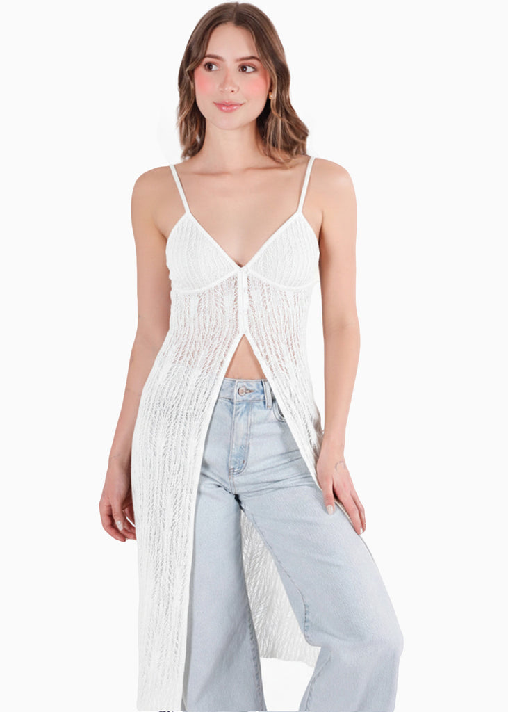 Blusa larga de encaje - GIRONA.MARFIL