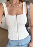 Blusa larga tipo corset con cierre delantero y tela tipo gamuza color blanco, marfil para mujer - Flashy