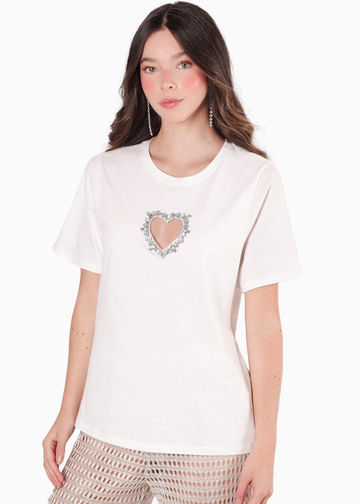 camiseta con corazon en pecho para mujer - Flashy